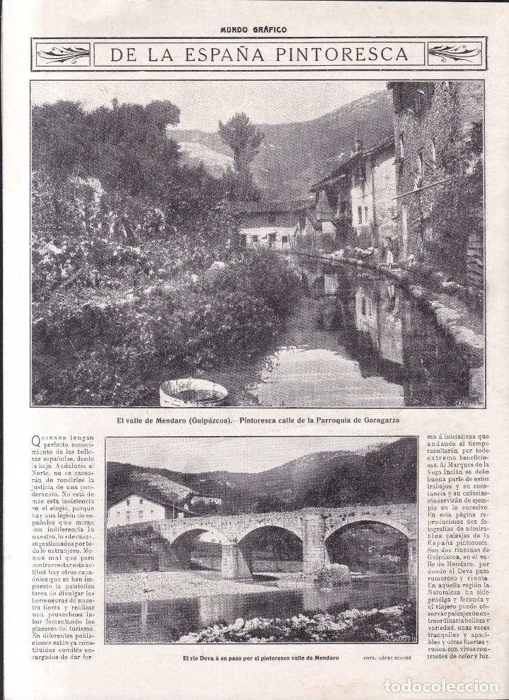 Coleccionismo de Revistas y Peri&oacute;dicos: GUIPUZCOA (MENDARO) & EL RIO DEVA - MUNDO GRAFICO - 3 DE MAYO DE 1916 - RECORTE PRENSA
