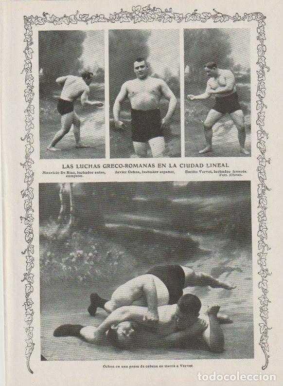 Collezionismo di Riviste e Giornali: * CIUDAD LINEAL * Luchas greco-romanas: Mauricio de Riaz, Javier Ochoa, Emilio Vervet - 1912