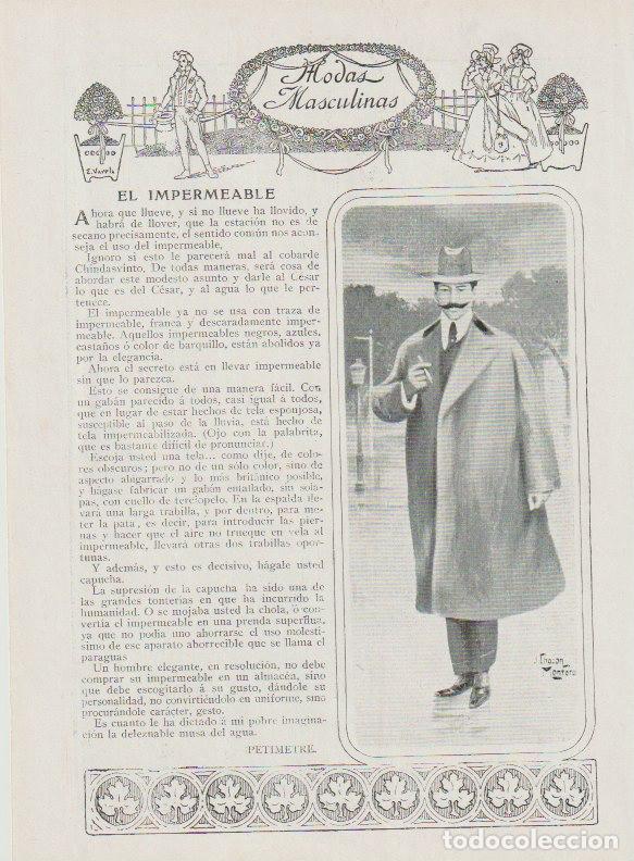 Coleccionismo de Revistas y Peri&oacute;dicos: * MODA MASCULINA * El impermeable / Petimetre - 1912