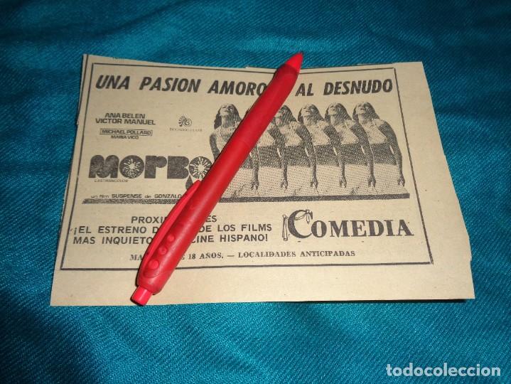Coleccionismo de Revistas y Peri&oacute;dicos: RECORTE : PUBLICIDAD PELICULA : MORBO. ANA BELEN Y VICTOR MANUEL
