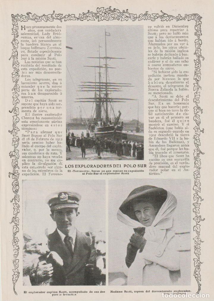 Collezionismo di Riviste e Giornali: Los exploradores del Polo Sur, capit&aacute;n Scott y esposa, barco Terranova -1913