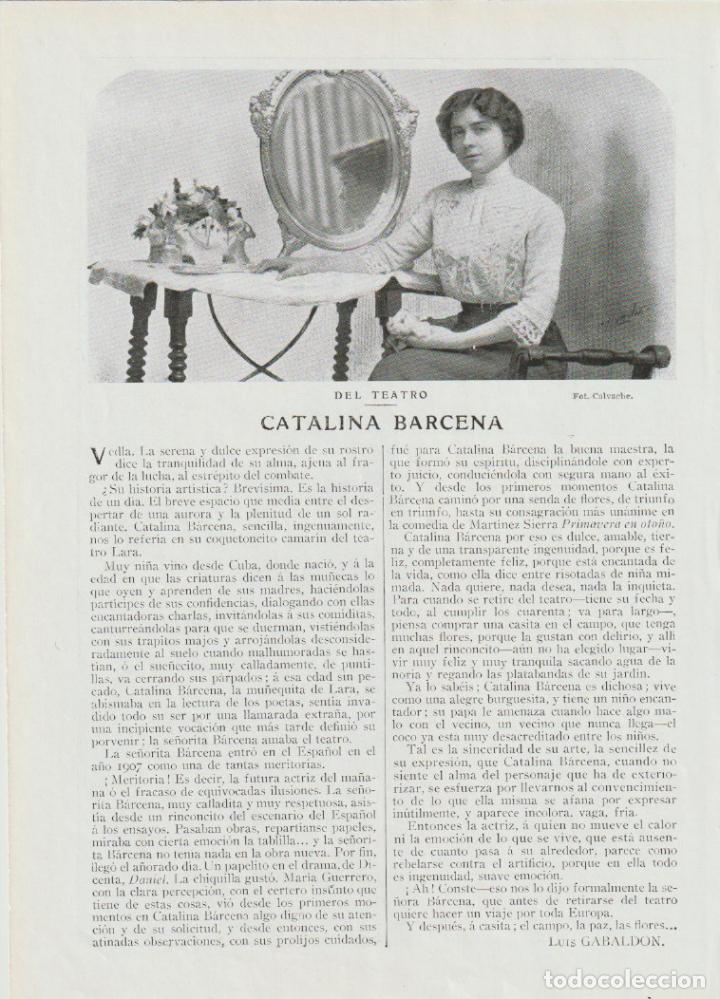 Coleccionismo de revistas y peri&oacute;dicos: * TEATRO * Catalina B&aacute;rcena / Luis Gabald&oacute;n; foto Calvache - 1913