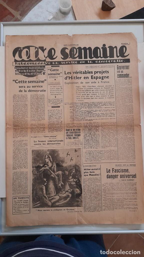 Coleccionismo de revistas y peri&oacute;dicos: Peri&oacute;dico franc&eacute;s Cette semaine n&ordm; 1 de 13 noviembre 1937 sobre guerra civil espa&ntilde;ola