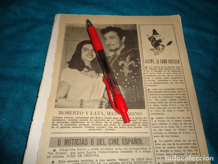 Coleccionismo de Revistas y Peri&oacute;dicos: RECORTE : ROBERT TAYLOR Y LAYA RAKI. CARETA, NVBRE 1955