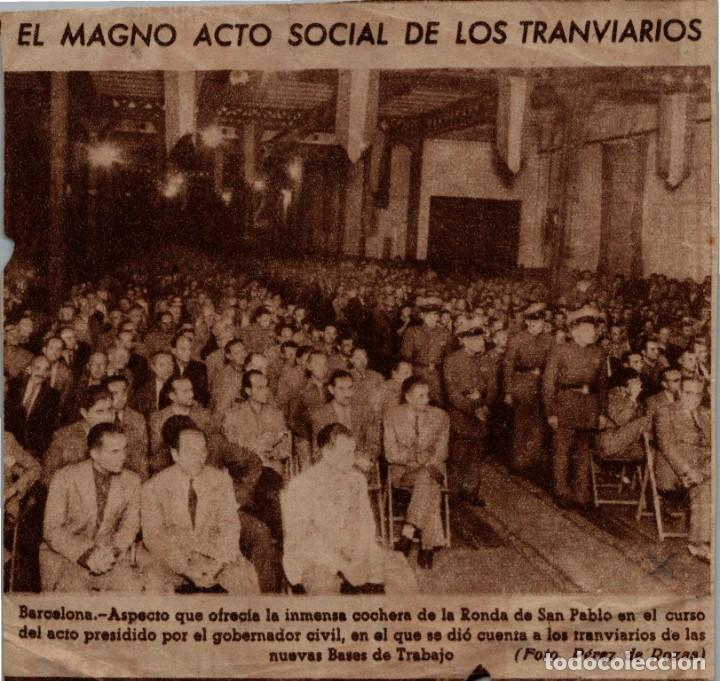Collectionnisme de Revues et Journaux: El Magno Acto Social de los Tranviarios -Recorte de Prensa-Foto P&eacute;rez de Rozas- Pub. Vinos CZ Jerez