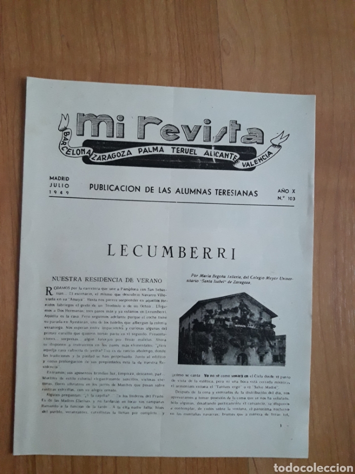Collection Magazines and Newspapers: MI REVISTA. ALUMNAS TERESIANAS. JULIO 1949