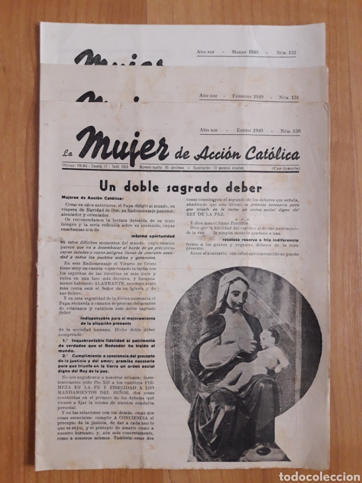 Collection Magazines and Newspapers: 6 REVISTAS LA MUJER DE ACCI&Oacute;N CAT&Oacute;LICA. PALMA DE MALLORCA. 1949