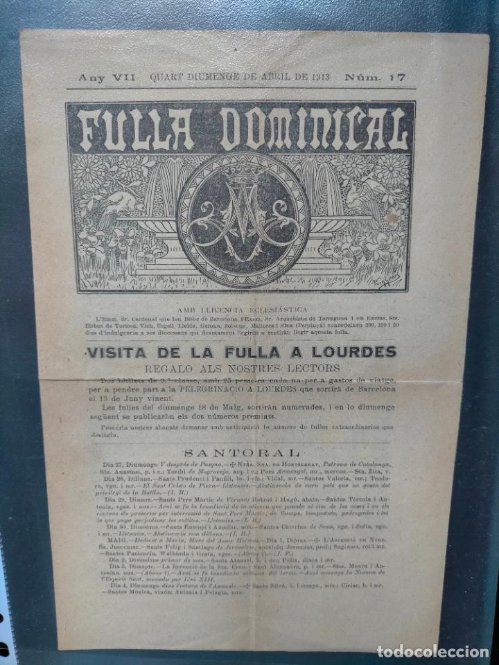 Collectionnisme de Revues et Journaux: Fulla dominical Any VII N&uacute;mero 17 visita de la fulla a Lourdes Manresa antigua
