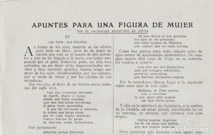 Coleccionismo de Revistas y Peri&oacute;dicos: Apuntes para una figura de mujer (IV) / Francisco de Osuna -1919