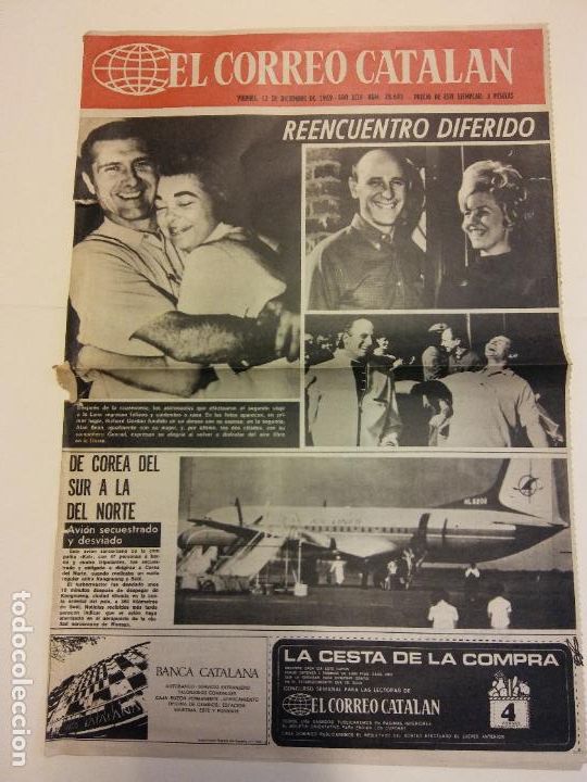 Coleccionismo de revistas y peri&oacute;dicos: EL CORREO CATALAN. DICIEMBRE 1969. 2 P&Aacute;GINAS. REENCUENTRO DIFERIDO, ASTRONAUTAS, VIAJE A LA LUNA