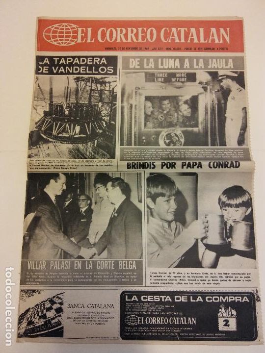 Coleccionismo de revistas y peri&oacute;dicos: EL CORREO CATALAN. NOVIEMBRE 1969. 2 P&Aacute;GINAS. LA TAPADERA DE VANDELLOS. DE LA LUNA A LA JAULA