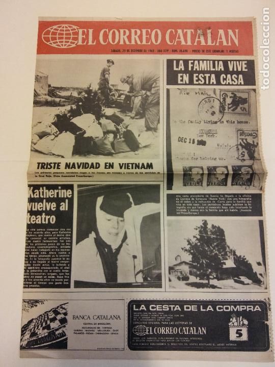 Coleccionismo de revistas y peri&oacute;dicos: EL CORREO CATALAN. DICIEMBRE 1969. 2 P&Aacute;GINAS. TRISTE NAVIDAD EN VIETNAM.