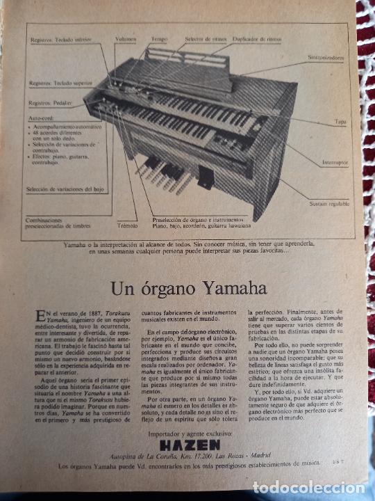 Coleccionismo de Revistas y Peri&oacute;dicos: RECORTES ANUNCIO HAZEN ORGANO YAMAHA