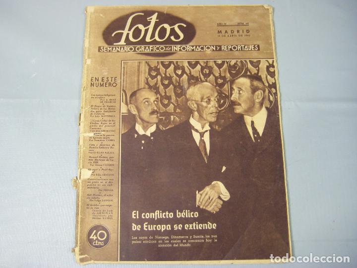 Coleccionismo de revistas y peri&oacute;dicos: REVISTA FOTOS. SEMANARIO GR&Aacute;FICO DE INFORMACIONES Y REPORTAJES. A&Ntilde;O IV N&ordm; 163. 1940