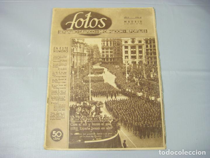 Coleccionismo de revistas y peri&oacute;dicos: REVISTA FOTOS. SEMANARIO GR&Aacute;FICO DE INFORMACIONES Y REPORTAJES. A&Ntilde;O IV N&ordm; 165. 1940