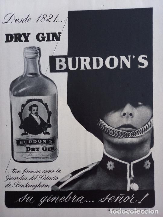 Coleccionismo de revistas y peri&oacute;dicos: ANUNCIO gin ginebra burdons