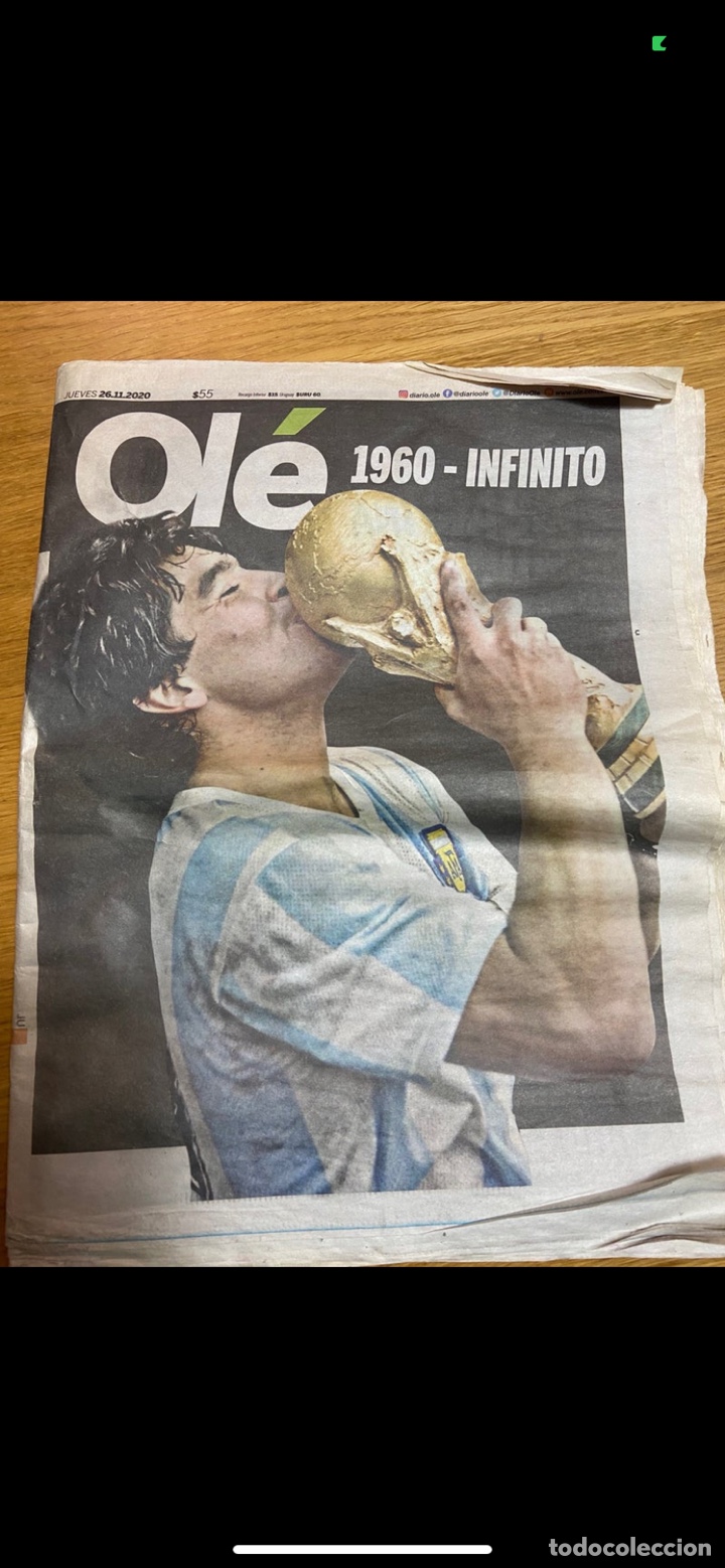 Coleccionismo de Revistas y Peri&oacute;dicos: Diego Maradona: el diario OL&Eacute; del d&iacute;a posterior de su muerte