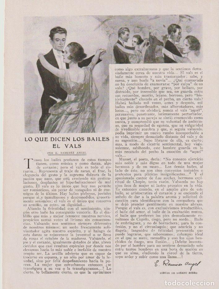 Coleccionismo de revistas y peri&oacute;dicos: Lo que dicen los bailes: el vals / E. Ram&iacute;rez &Aacute;ngel, ilustraci&oacute;n de Lozano Sidro - 1922