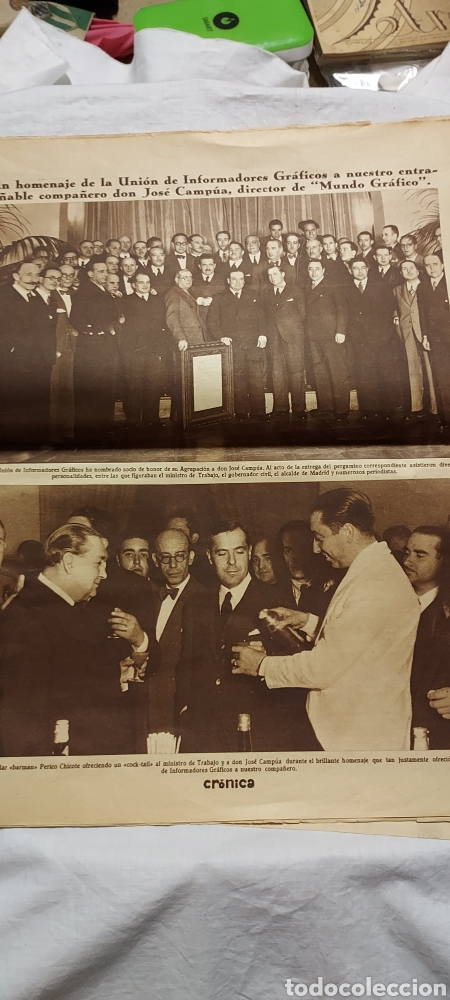 Coleccionismo de Revistas y Peri&oacute;dicos: HOMENAJE A JOSE CAMPUA DIRECTOR DE MUNDO GRAFICO.HOJA DE REVISTA CRONICA 1935