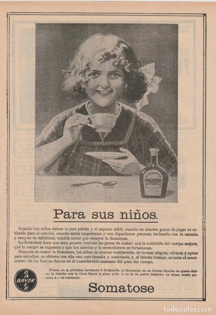 Colecionismo de Revistas e Jornais: Publicidad farmacia: SOMATOSE de Bayer para sus ni&ntilde;os - 1912
