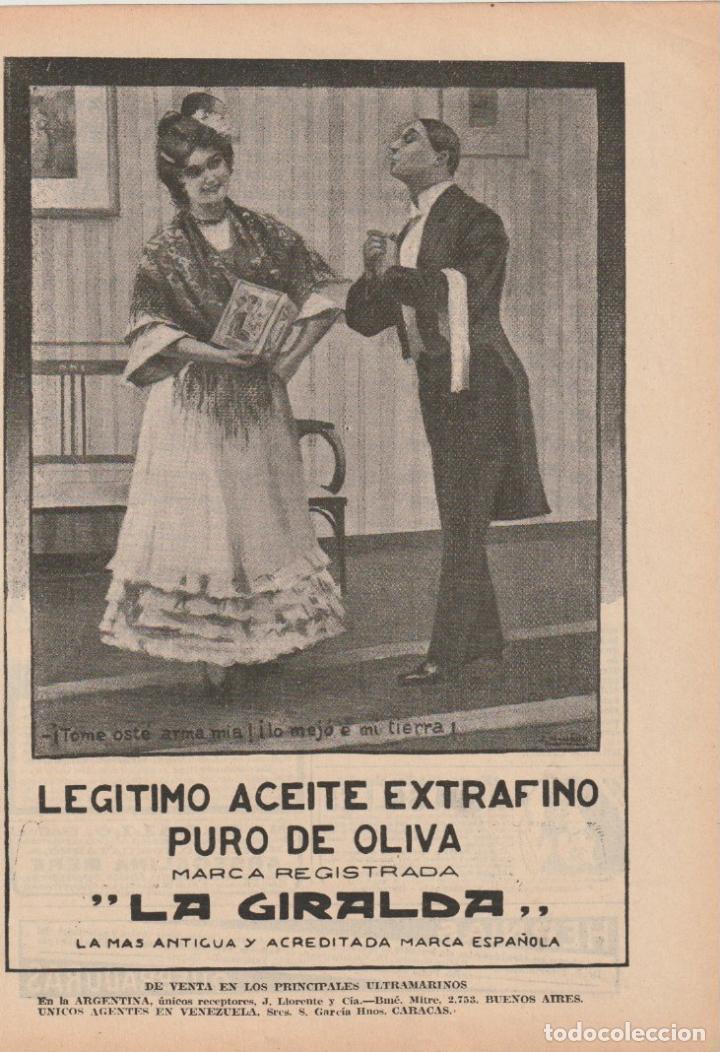 Coleccionismo de Revistas y Peri&oacute;dicos: Publicidad aceite extrafino puro de oliva marca La Giralda (pareja) - 1912