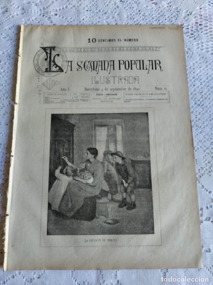 Coleccionismo de Revistas y Peri&oacute;dicos: REVISTA LA SEMANA POPULAR ILUSTRADA. N&ordm; 6. A&Ntilde;O 1890. LA LECCI&Oacute;N DE DIBUJO. LAS MUJERES EN INGL..LEER