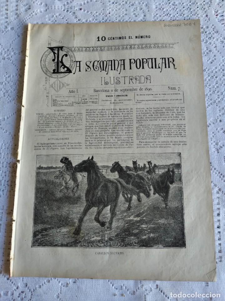 Coleccionismo de Revistas y Peri&oacute;dicos: REVISTA LA SEMANA POPULAR ILUSTRADA. N&ordm; 7. A&Ntilde;O 1890. CABALLOS SALVAJES. EL DON JUAN DE MOZART...LEER