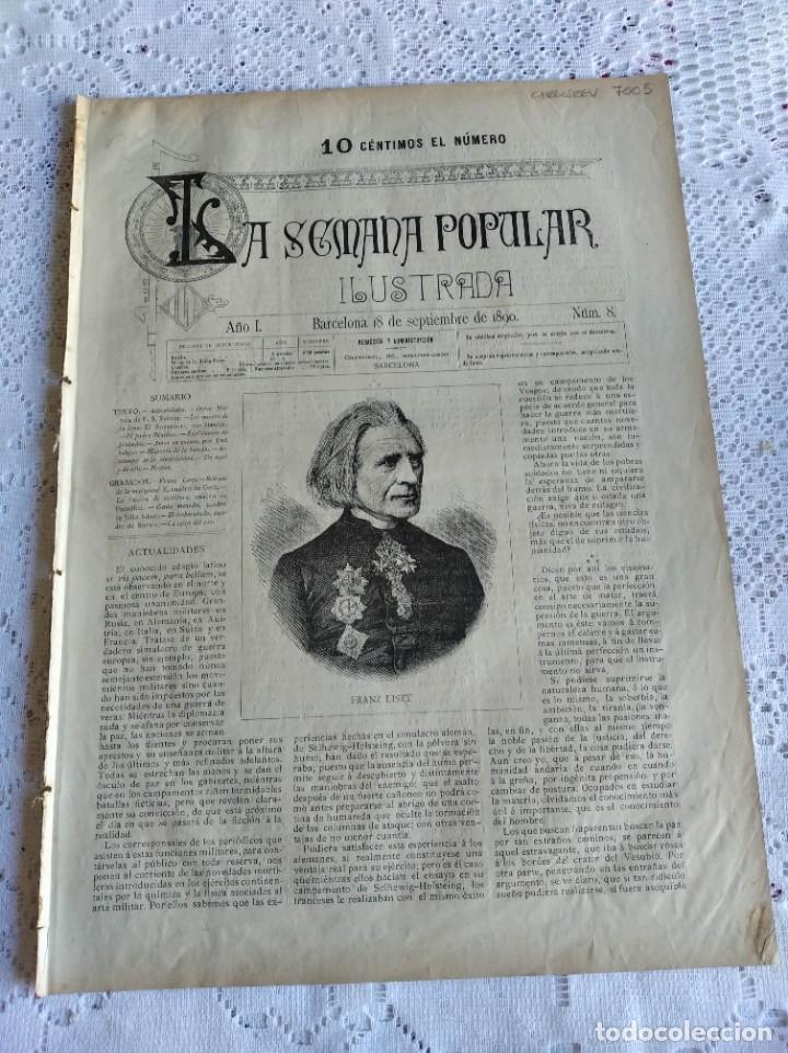 Coleccionismo de Revistas y Peri&oacute;dicos: REVISTA LA SEMANA POPULAR ILUSTRADA. N&ordm; 8. A&Ntilde;O 1890. FRANZ LISZT. LOS MONTES DE LA LUNA. EL PA..LEER