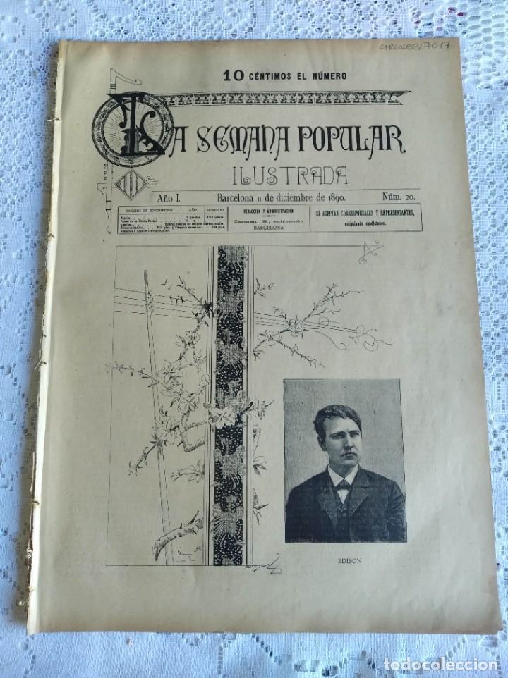 Coleccionismo de Revistas y Peri&oacute;dicos: REVISTA LA SEMANA POPULAR ILUSTRADA. N&ordm; 20. A&Ntilde;O 1890. EDISON. EL BRUJO DE MENLO-PARK. EL FON&Oacute;G..LEER