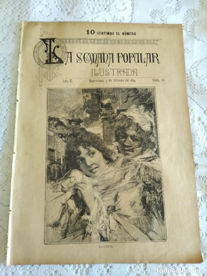 Coleccionismo de Revistas y Peri&oacute;dicos: REVISTA LA SEMANA POPULAR ILUSTRADA. N&ordm; 28. A&Ntilde;O 1891. LA DEUDA DE HONOR. UNA VENTERA AMERICANA..LEER