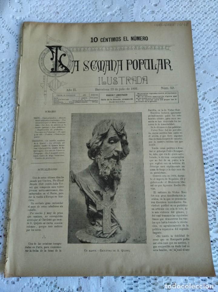 Coleccionismo de Revistas y Peri&oacute;dicos: REVISTA LA SEMANA POPULAR ILUSTRADA. N&ordm; 52. A&Ntilde;O 1891. LA OFRENDA DEL PINTOR. LA CASA DE PANZA.. LEER