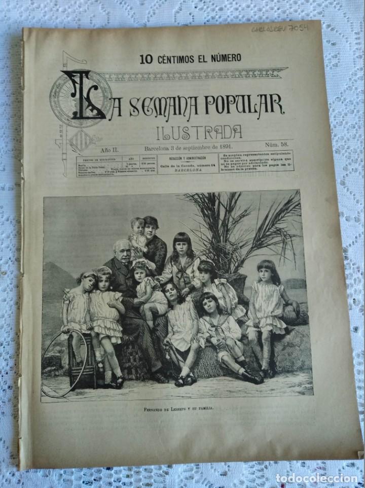 Coleccionismo de Revistas y Peri&oacute;dicos: REVISTA LA SEMANA POPULAR ILUSTRADA. N&ordm; 58. A&Ntilde;O 1891. LAS FLORES EN PAR&Iacute;S. FERNANDO DE LESSEPS. LEER