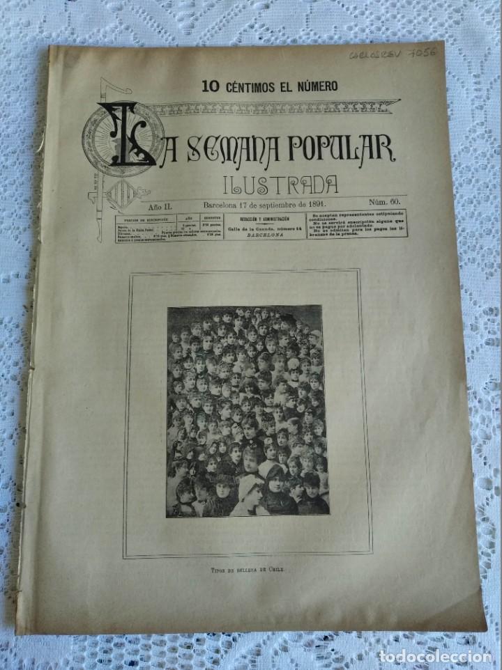 Coleccionismo de Revistas y Peri&oacute;dicos: REVISTA LA SEMANA POPULAR ILUSTRADA. N&ordm; 60. A&Ntilde;O 1891. EL CARRO Y LA LOCOMOTORA. POBLACI&Oacute;N DE C..LEER