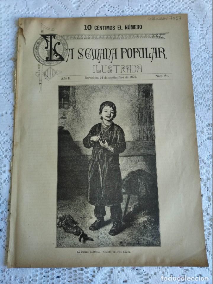 Coleccionismo de Revistas y Peri&oacute;dicos: REVISTA LA SEMANA POPULAR ILUSTRADA. N&ordm; 61. A&Ntilde;O 1891. LA ESTATUA DE LA LIBERTAD. VIAJE AL ETNA..LEER