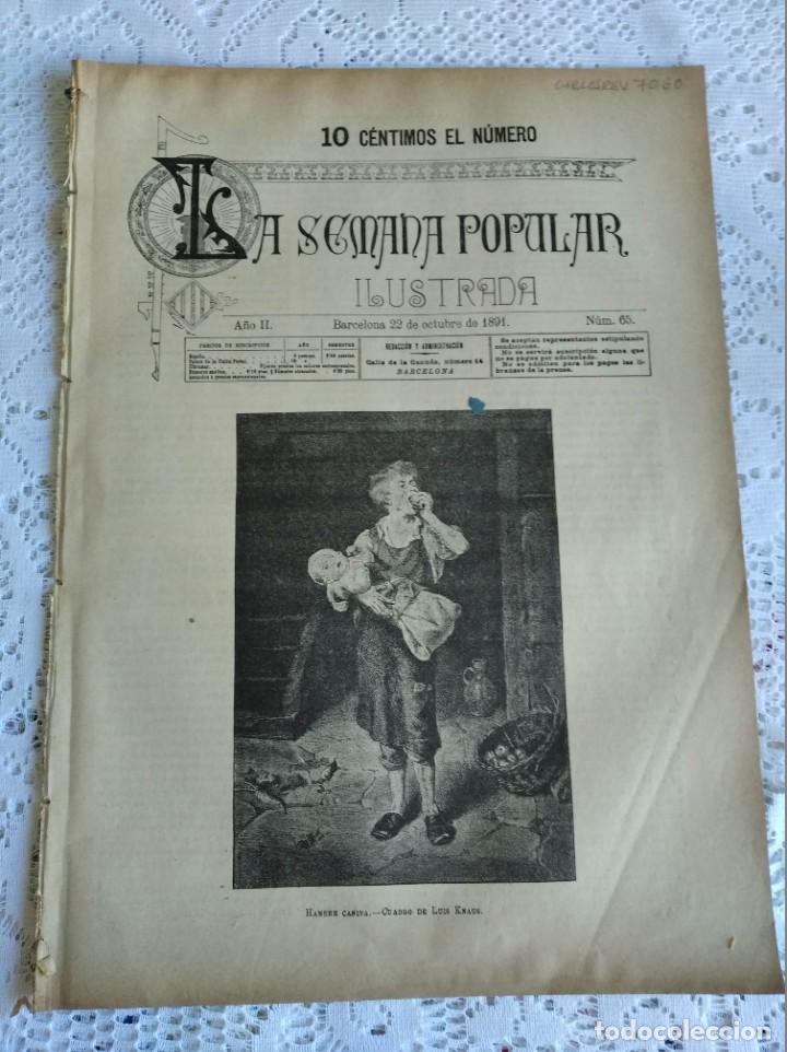 Coleccionismo de Revistas y Peri&oacute;dicos: REVISTA LA SEMANA POPULAR ILUSTRADA. N&ordm; 65. A&Ntilde;O 1891. LA MUJER EN LA ANTIG&Uuml;EDAD. LAS PIEDRAS D..LEER