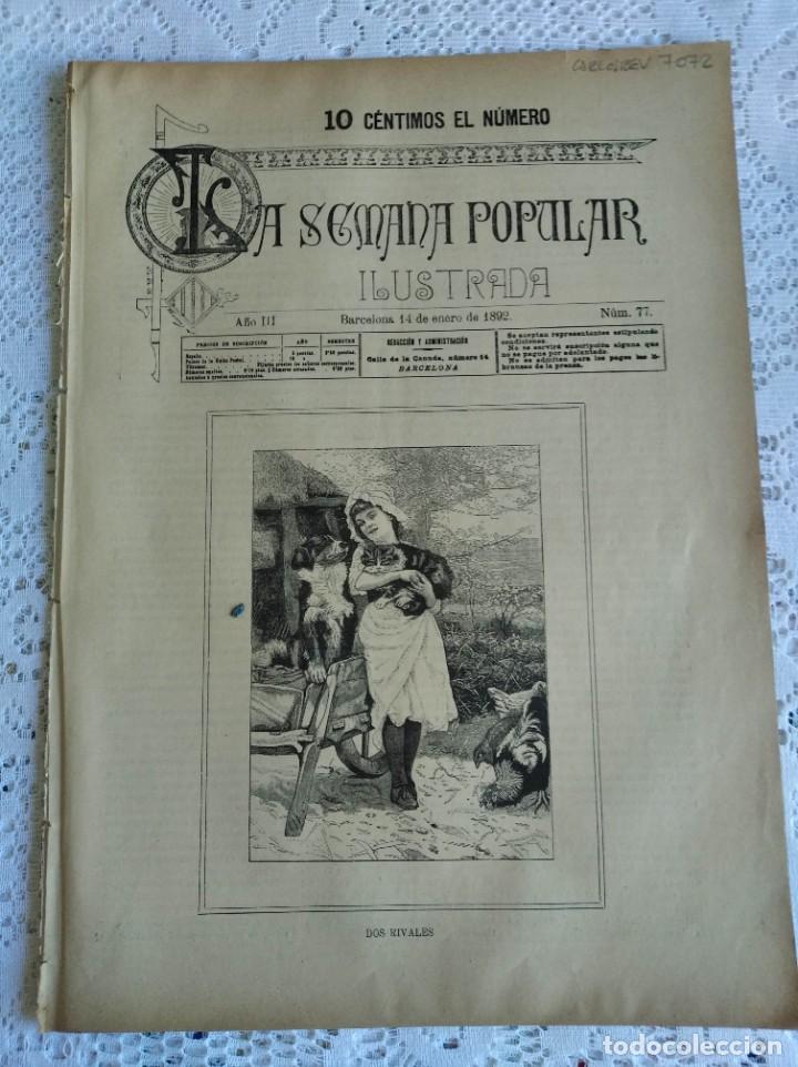 Coleccionismo de Revistas y Peri&oacute;dicos: REVISTA LA SEMANA POPULAR ILUSTRADA. N&ordm; 77. A&Ntilde;O 1892. LOS ABUELOS. PROYECTO DE FACHADA EN LA C..LEER