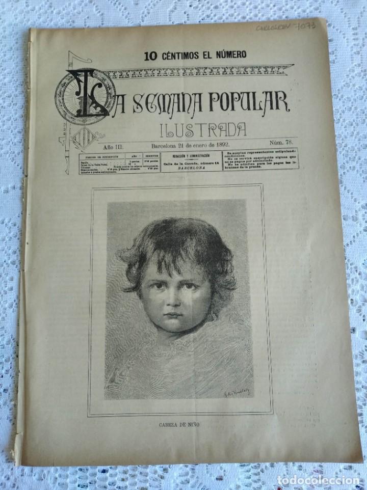 Coleccionismo de Revistas y Peri&oacute;dicos: REVISTA LA SEMANA POPULAR ILUSTRADA. N&ordm; 78. A&Ntilde;O 1892. LAS CARPAS ENCANTADAS. ROMANCE. DOS PR&Iacute;N..LEER