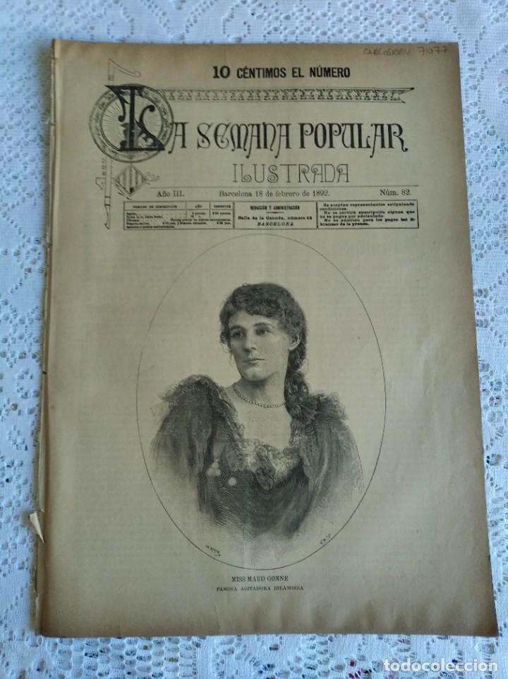 Coleccionismo de Revistas y Peri&oacute;dicos: REVISTA LA SEMANA POPULAR ILUSTRADA. N&ordm; 82. A&Ntilde;O 1892. MISS MAUD GONNE. EL DIABLO Y SU HU&Eacute;SPED. .LEER
