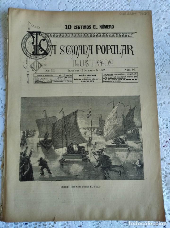 Coleccionismo de Revistas y Peri&oacute;dicos: REVISTA LA SEMANA POPULAR ILUSTRADA. N&ordm; 86. A&Ntilde;O 1892. BERL&Iacute;N. ALREDEDOR DEL MUNDO. UN CONCIERT..LEER