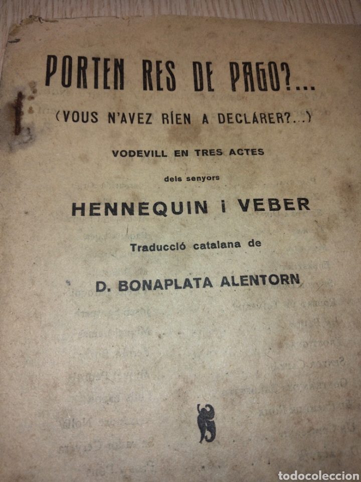 Coleccionismo de Revistas y Peri&oacute;dicos: Publicaci&oacute;n vodevil teatral de 1921 &rdquo;Porten res de pago&rdquo;, Hennequin y Veber (1921)