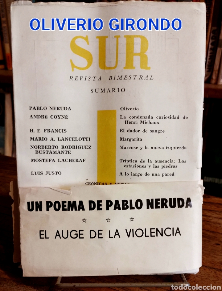 Coleccionismo de Revistas y Peri&oacute;dicos: Revista Sur n&deg; 313 Pablo Neruda OLIVERO GIRONDO, Marcuse Ferrater Mora, etc. 1968
