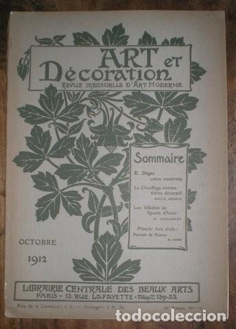 Coleccionismo de revistas y peri&oacute;dicos: ART ET DECORATION. Revue mensuelle d'Art Moderne. Octobre 1912. 16e ann&eacute;e, n&ordm;10.