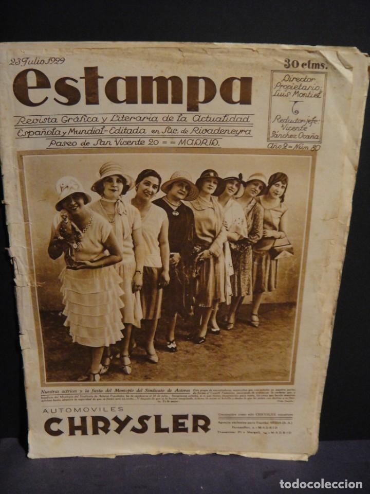 Coleccionismo de revistas y peri&oacute;dicos: estampa n&ordm; 80 , julio de 1929 - reina guipuzcoana de la belleza , el vivillo