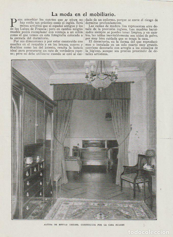 Coleccionismo de Revistas y Peri&oacute;dicos: * MUEBLES * MOBILIARIO * Alcoba de estilo ingl&eacute;s de la casa Su&aacute;rez -1920