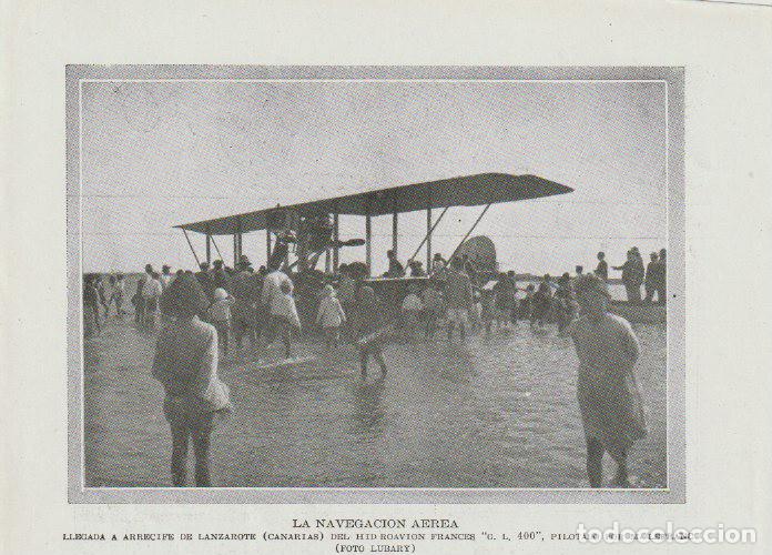Coleccionismo de Revistas y Peri&oacute;dicos: * AVIACI&Oacute;N * Llegada a Arrecife de Lanzarote del aviador M. Lefranc, hidroavi&oacute;n - 1920