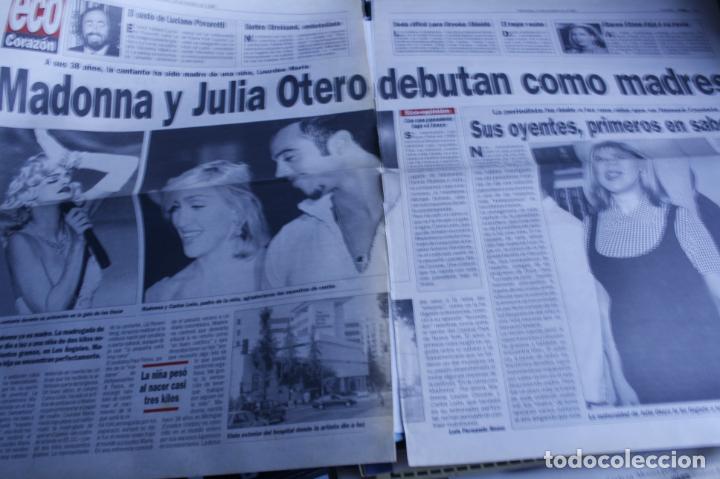 Coleccionismo de revistas y peri&oacute;dicos: 2 HOJAS DIARIO ECO CORAZON MADONA JULIA OTERO 1996