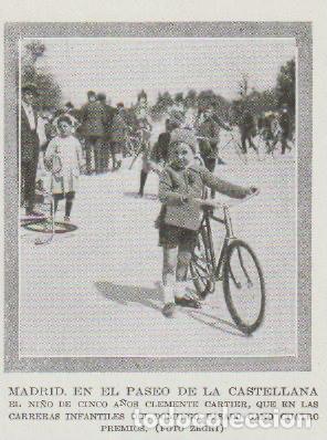 Coleccionismo de Revistas y Peri&oacute;dicos: * MADRID, paseo de la Castellana * Carreras infantiles de bicicletas, Clemente Cartier - 1920