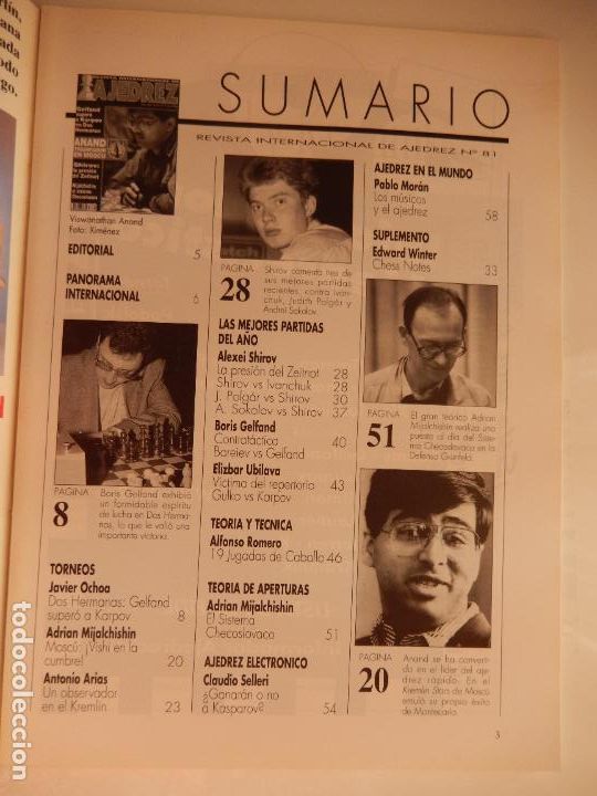 Coleccionismo de Revistas y Peri&oacute;dicos: AJEDREZ REVISTA INTERNACIONAL N&ordm; 81 - JUNIO 1994 - ANAND TRIUNFADOR EN MOSCU - GELFAND