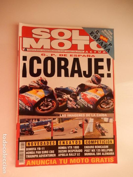 Coleccionismo de Revistas y Peri&oacute;dicos: SOLO MOTO ACTUAL - N&ordm; 1040 - MAYO 1996 - HONDA PAN EUROPEAN CBS GP JEREZ TRIUMPH ADVENTURER 900