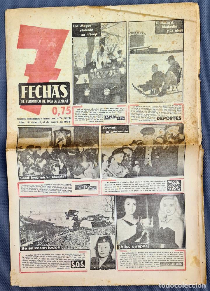 Coleccionismo de Revistas y Peri&oacute;dicos: PERIODICO 7 FECHAS 6 ENERO 1953 DIANA DORS - CHURCHILL